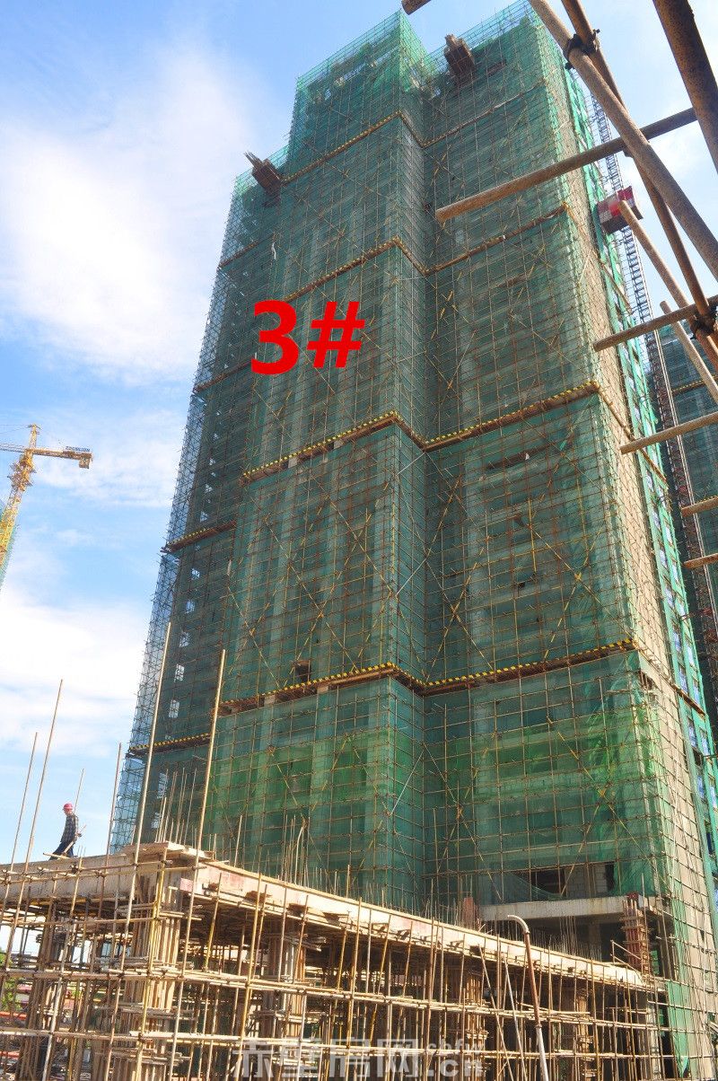 3#楼现已封顶，下一步进行外墙防护网拆除。8月5日